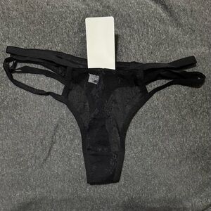 Elegant Black Lace Thong